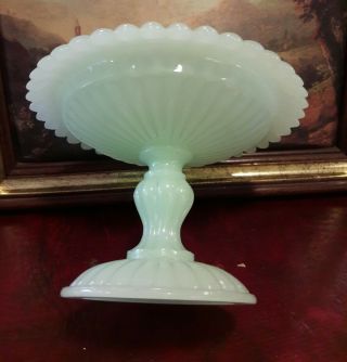 Vintage antique Rare french Royal old light green opaline bowl wow.  AA 3