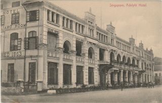 Singapore Postcard Adelphi Hotel Straits Settlements Coleman St.  Hilckes