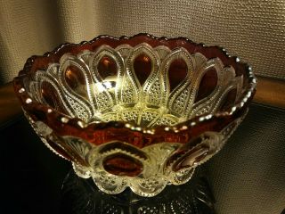 Eapg Rare Ruby Us Glass Berry Bowls In Jersey Loops /drops Pattern