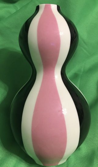 Barbie Loves Jonathan Adler Vase Pink / Black / White 5.  5 " Gourd Shaped Rare