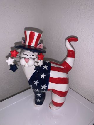 Whimsical Whimsiclay Handmade Amy Lacombe Signed Usa Cat Rare Retired Vintage