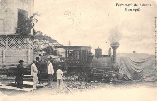 Guayaquil,  Ecuador Railroad Train & Custom House,  People 1905