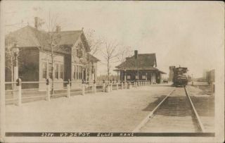 Rppc Ellis,  Ks Union Pacific Depot Railroad Depot Kansas Real Photo Post Card