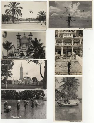 Malaysia Malacca Ipoh Kuala Lumpur 7 Real Photo Postcards Views Ethnic Pre 1950