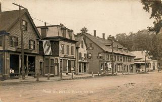 Wells River Vt Storefronts Socony Gas Station 1918 Real Photo Postcard