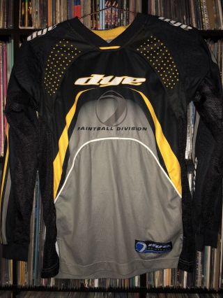 Dye Paintball Jersey Sz Small Yellow Black Silver Rare Airsoft Long Sleeve
