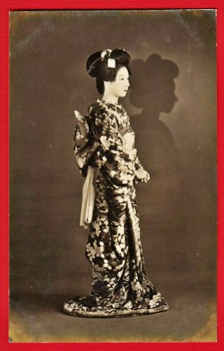 Antique Japan Japanese Sepia Real Photo Postcard Rppc Geisha Beauty Shadow