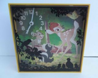Rare Vintage Welby / Walt Disney Bambi Wall Clock Iconic Bambi Forest Scene