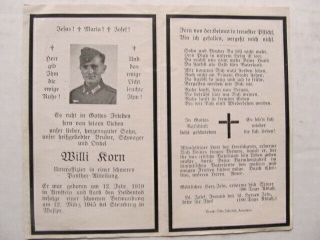 Rare Wwii German Death Card,  Panzer Heavy Panther Tank Soldier,  Kia Germany 1945