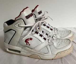 Men’s Rare Vintage “shaq” High Top Leather Basketball Shoes White Size 7