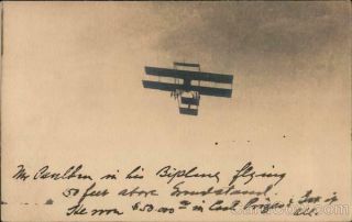 Rppc Santa Rosa,  Ca Early Biplane,  Aviator " Won $50,  000 " In Cash Prizes Postcard