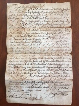 Rare 1795 Franklin County North Carolina Land Deed,  Garrett Goodloe,  Ben Dotory