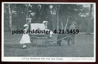 5459 - Newfoundland Postcard 1900s Red Cross Little Workers.  Dog Cart