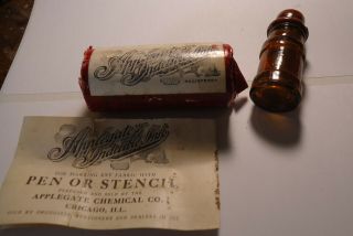 Rare Antique Ink Applegate Chemical Co,  Bottle,  Papers Outer Box