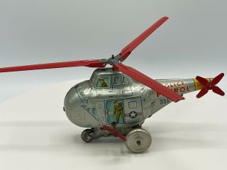 Rare Vintage Hadson Japan Tin Wind - Up Police Patrol Helicopter 355 6 "