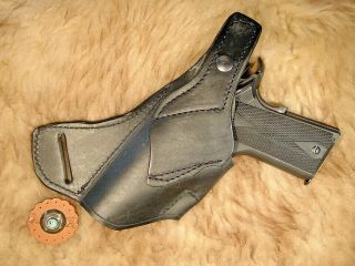 RARE US MARKED LEATHER CROSSDRAW DRIVING HOLSTER 1911 COLT COMMANDER 4 1/4 