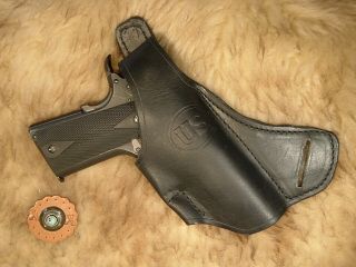 RARE US MARKED LEATHER CROSSDRAW DRIVING HOLSTER 1911 COLT COMMANDER 4 1/4 