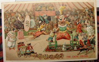 The Cats Circus - - - Antique Post Card - - - Ernest Nester,  London No.  352