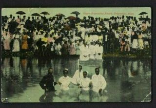 Negro Baptizing Scene,  Greenville,  Mississippi Black Americana Postcard H A Hoff