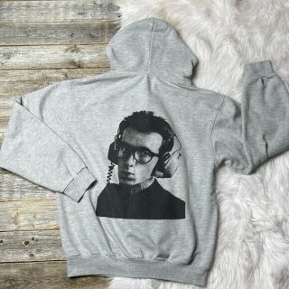 Rare Elvis Costello Hoodie Sweatshirt Unisex Medium Gray