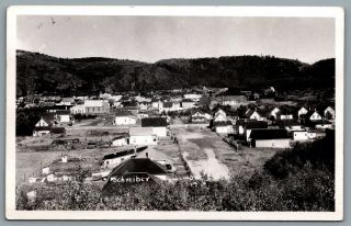 Postcard Rppc 1930s Schreiber Ontario Canada Birds Eye View Of Town Railroad