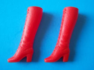 1970 Barbie Francie Htf Soft Lace Up Red Boots Mattel Mod Rare Vintage Japan