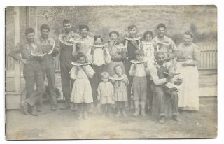1910s Rppc Large Family Eating Watermelon