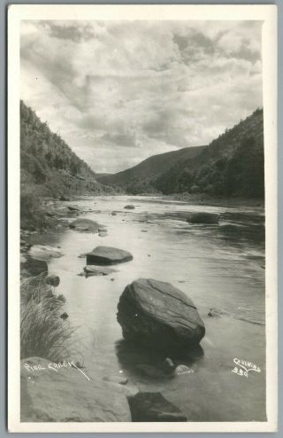 Rppc Postcard Pine Creek Rocks In Calm Water Circa 1930 - 1950 Caulkins