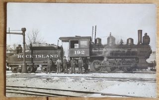 1912 Rppc Rock Island Railroad Engine & Coal Car.  All Crew Members Identified