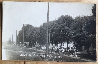 1911 Rppc Fourth Of July Holiday Parade In Montrose,  Illinois.  Effingham County
