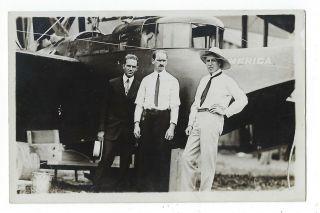Lt.  John Towers,  Glenn Curtiss,  Lt.  John Cyril Porte Posing With " America ",  1914