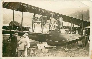 Airplane,  Rppc,  Trans Atlantic Flyer America,  Glenn Curtiss,  Hammondsport,  Ny