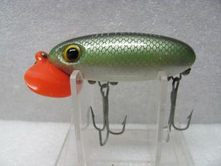 Ex Fred Arbogast 5/8 Oz.  Jitterbug In Green Scale; Rare Orange Plastic Lip; Wire