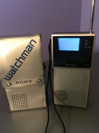 Vtg 1985 Rare Sony Watchman Fd - 20a Mini Portable Tv Television Micro Vhf Uhf