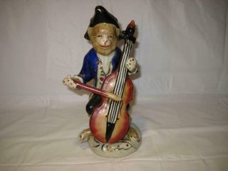 Rare Vintage Porcelain Monkey Figurine Playing The Cello 9 " H X 4.  5 " W X 4 " D