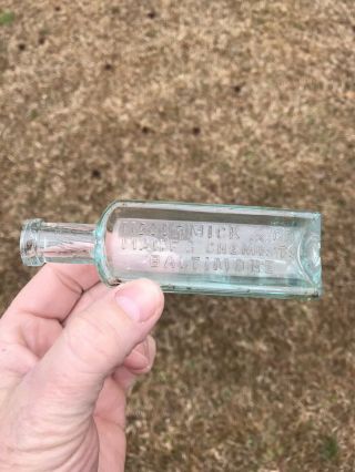 Rare Antique 3 Sided Mccormick Chemists Aqua Blown Poison Bottle Not Bee Brand