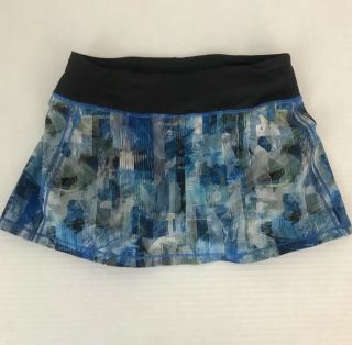 Lululemon Pace Rival Skirt Skort Size 4 Sun Dazed Multi Blue Dark Rare