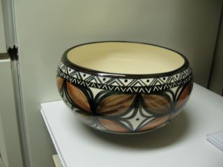 Rare 1974 Large 11 " X 7 " Kapa Ceramic Handmade Painted Hawaii Mixing Bowl/ Pot
