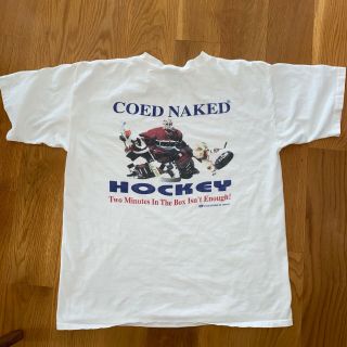 Coed Naked Hockey Single Stitch Vintage Xl Risque T Shirt Rare White Two Minutes