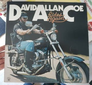 David Allan Coe Rides Again Vinyl Lp Rare 1977 Columbia Records Outlaw Vg,  /ex