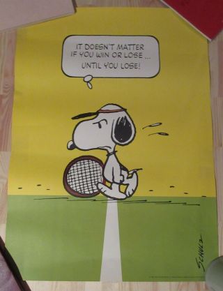 Rare Vintage 1958 Peanuts Schulz Snoopy Tennis Motivational Poster Hallmark