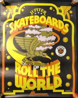 Rare Vtg Jupiter Skateboards Skating Poster 1980’s 1990’s Roll The World Jn21