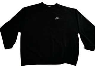 Vintage 90s Nike Crewneck Sweatshirt Black Xl White Tag Very Rare Usa Made Soft