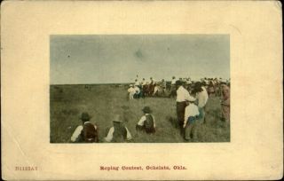 Roping Contest Ochelata Oklahoma Western Americana 1909 Postcard Sku633