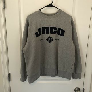 Vintage JNCO Jeans Crewneck Sweatshirt Mens L Spellout Gray Embroidered Rare 90s 2