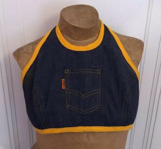 Vintage Rare Levi’s 1970’s Denim Top With Pocket And Draw Strings