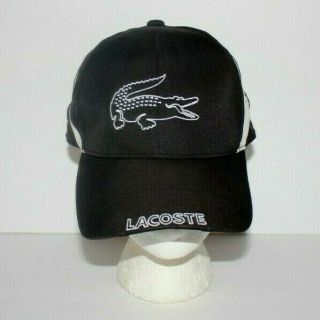 Rare Lacoste Big Croc Black Spellout Adjustable Baseball Cap Hat 2