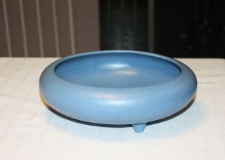 Rare Vintage Coors Pottery Company Golden Footed Blue Serving Bowl