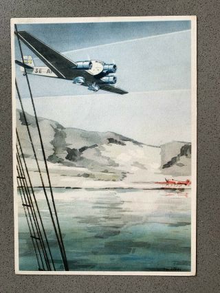 Aba Swedish Airlines Ju - 52 Junkers Manufacturer Issued Postcard