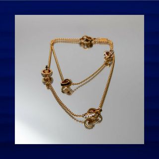 Ultra Rare $148 Coach Circular Rhinestone Gems Charm Gold Signature Necklace